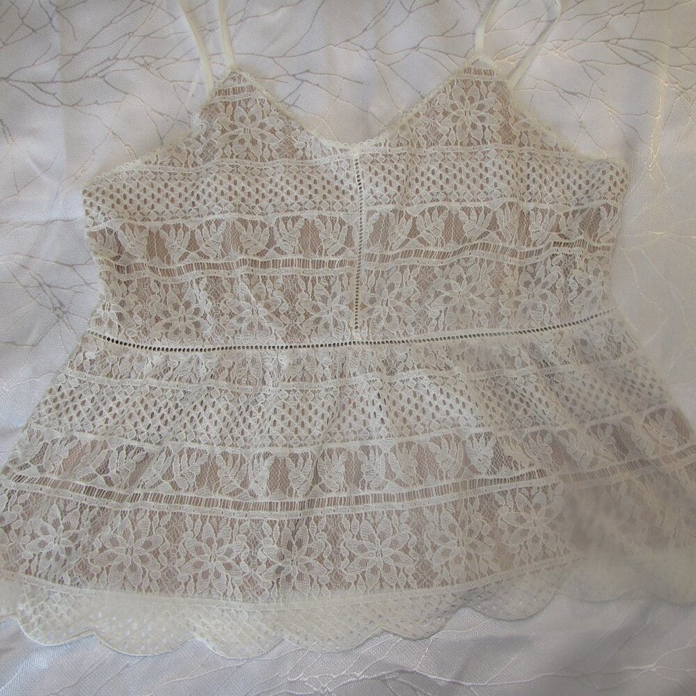 Cream Lace Peplum Tank Top size XL